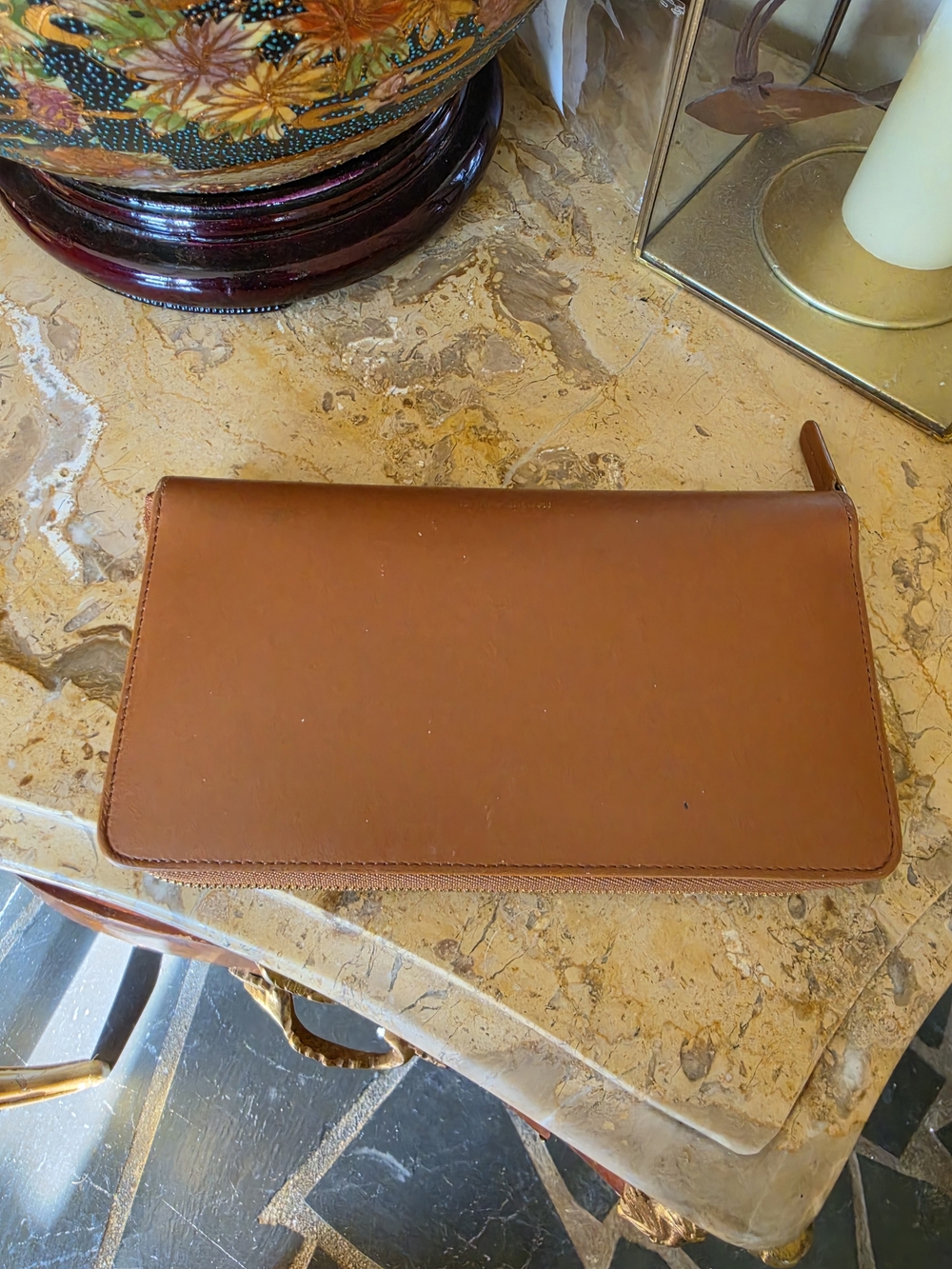 Mansur Graviel LadiesBrown Leather Zip Wallet.